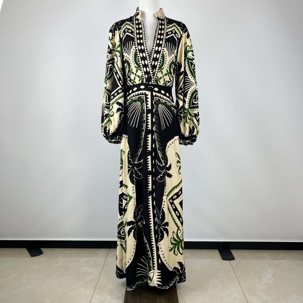 NWOT Farm Rio Mystic Scarf Floral Long Sleeve V Neck Maxi Dress Size XS - Picture 2 of 13